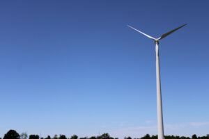 A wind turbine at Ohio Northern University in Ada, Ohio.
